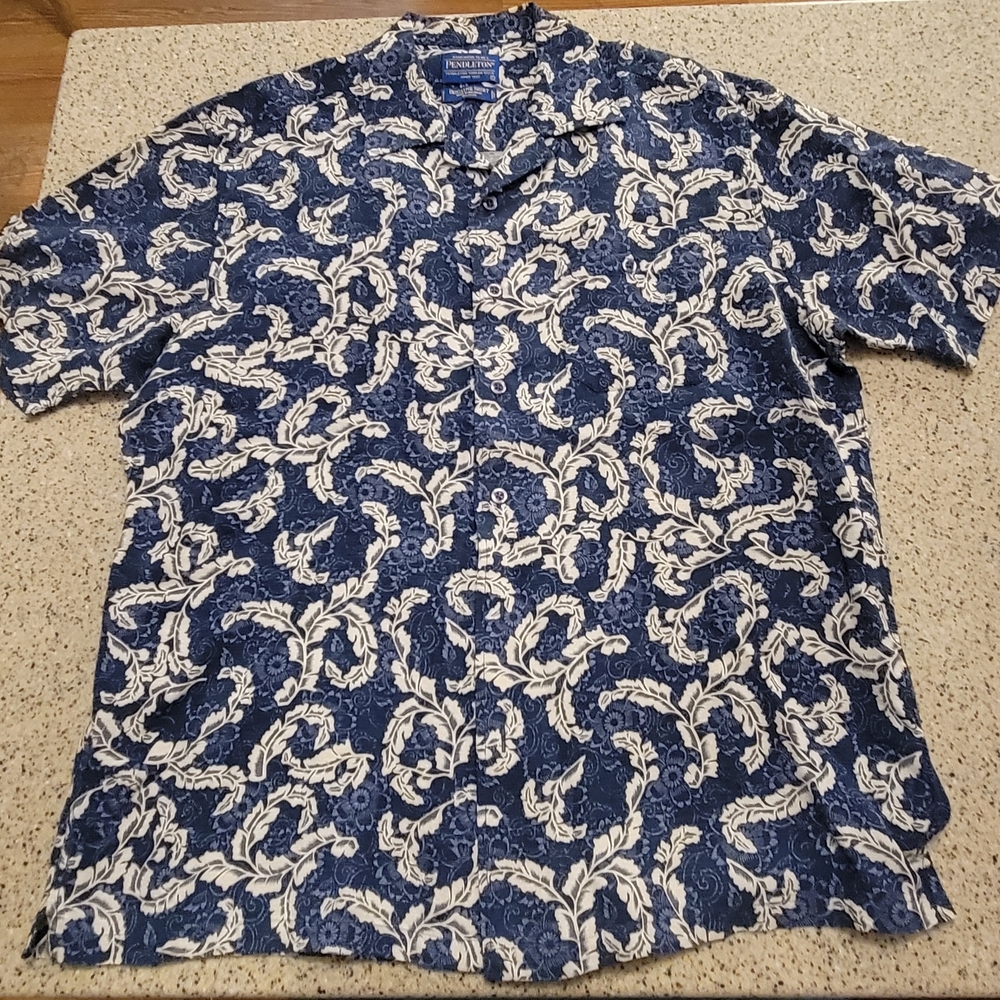 Pendleton Navy and White Paisley Men's Shirt